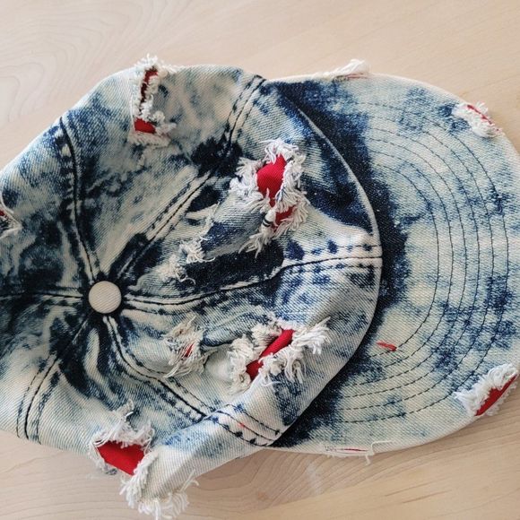 ROST denim hat snap back with distress by design adjustable size - Picture 7 of 14